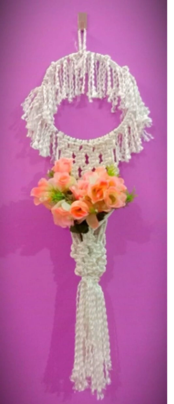 Handicraft Macrame Thick knot Beads Festival off White Wall Hanging/Wall Decor ForHome Office Toran - Free Size, Cane, Toran, Pack of1